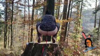 Mom's filthy outdoor freak fest, pissing on leash while horny🥵 as hell