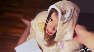 Stepsis gets face-fucked with cum-filled deepthroat moves, then licked clean