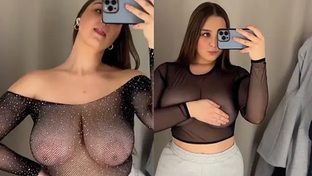 Hot milf with big tits tries on sexy haul