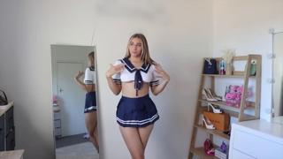 Blonde Cheerleader Craves Thick Dicked Daddy in Lewd Try-On Sesh w/Hot MILF