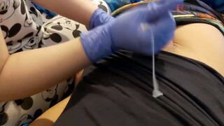 I thoroughly enjoyed my wife's expertly performed cunnilingus, assisted by her trusty latex glove