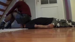 Rough sex ride: Domination with boots, heads slapped, conquered