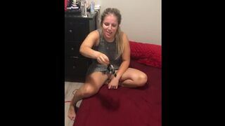 Teeny spanked brat gets sloppy seconds from pervy pops with a nasty cane