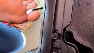 Submissive BBW's pedicured toes between the car seats, a siren's call for sinuous fornication