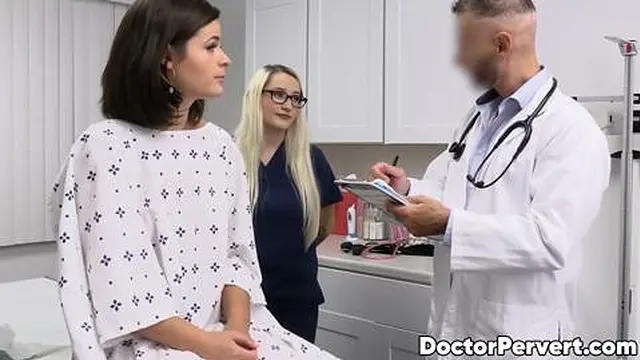 Naughty😈 brunette Dharma Jones gasps as the doctor thrusts inside her