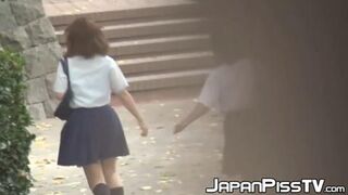 Japanese Schoolgirl's Urgent Pleasure: Public Toilet Adventure