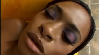 Ebony Slut Gently Pierced By A Big Dildo