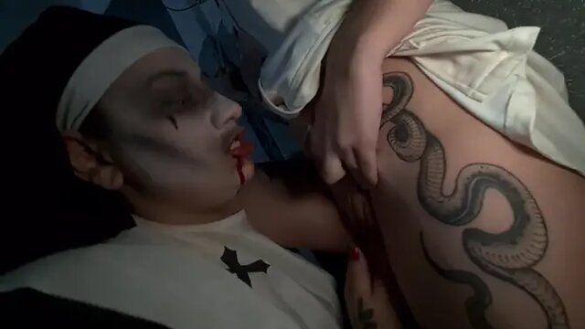 Latin babe gets toyed by evil clown