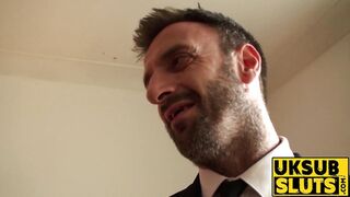 UKSubSluts com - Redhead babe gets throat fucked by a dominant male