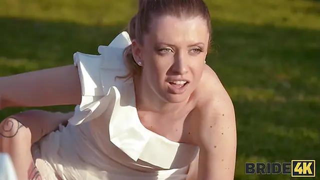 BRIDE4K  Sexy bride with natural tits is having a kinky sex with a groom dressed up as a hound