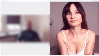 Jeny Smith flashes during Skype lesson. Bottomless