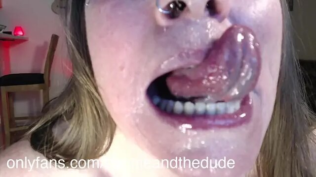 Amateur MILF Gags on Spit and Snot