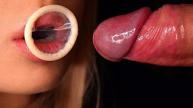 Horny🥵 condom blowjob! She popped the condom and swallowed all cum! ASMR sucking dick🌭 4K